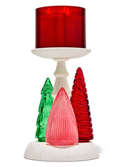 Glass Light-up Tree Pedestal 3-Wick Candle Holder