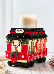 Trolley Light-Up Pedestal  3-Wick Candle Holder