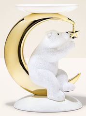 Bear & Moon Pedestal 3-Wick Candle Holder